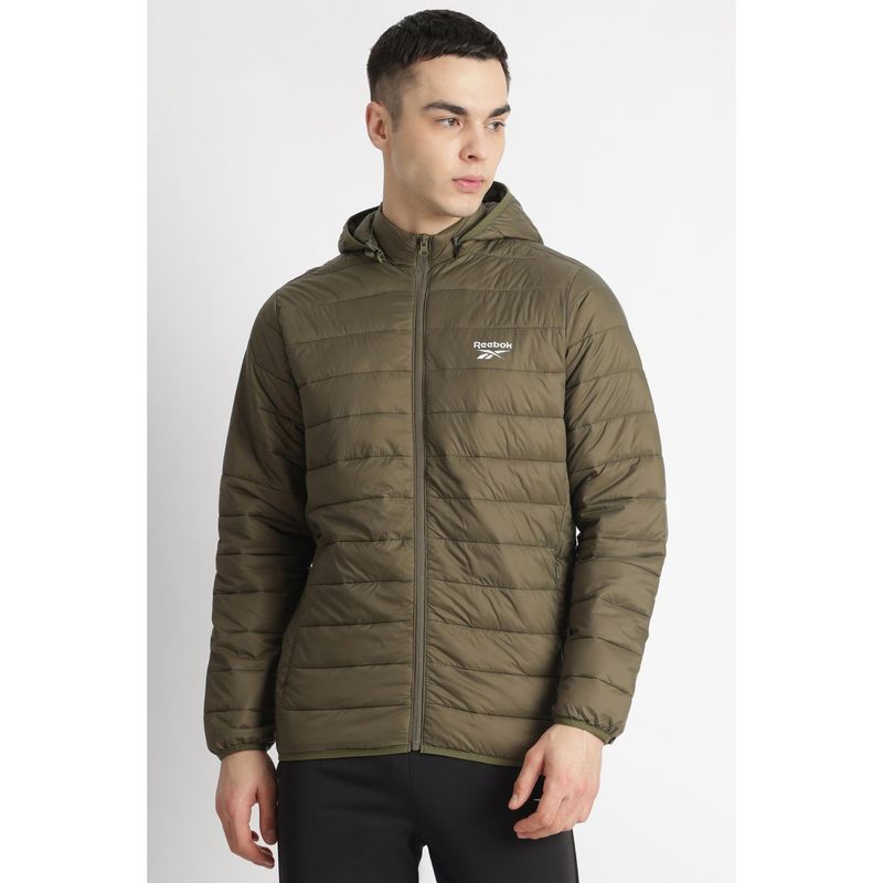 Reebok Men Solid Jackets - Olive (M)