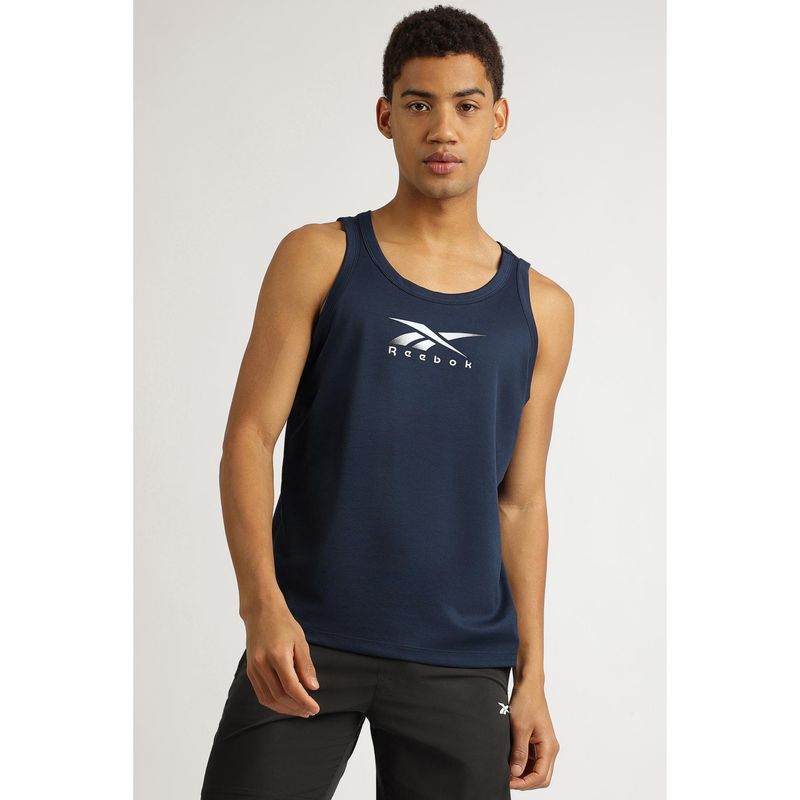 Reebok Men Printed Tank - Navy Blue (M)