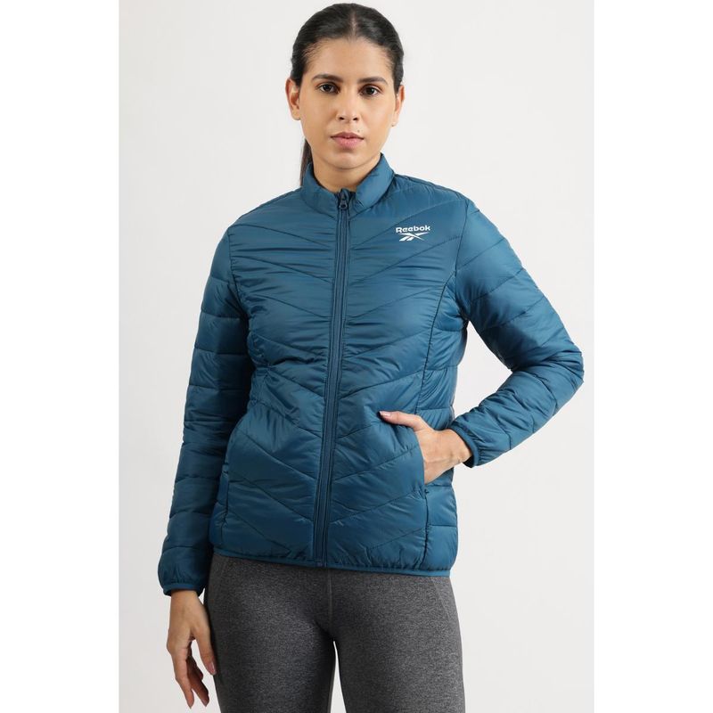 Reebok Women Solid Jackets - Blue (XS)