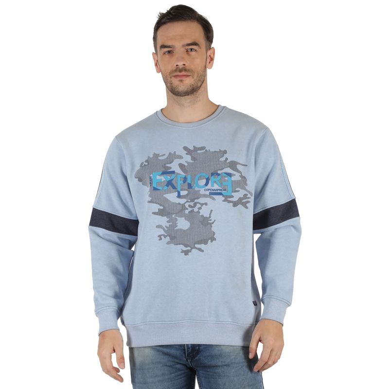 Monte Carlo Men Blue Cotton Blend Sweatshirt (L)