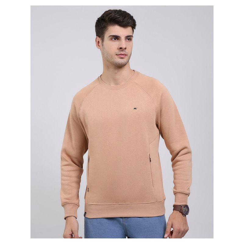 Monte Carlo Khaki Round Neck Full Sleeve Sweatshirt (2XL)