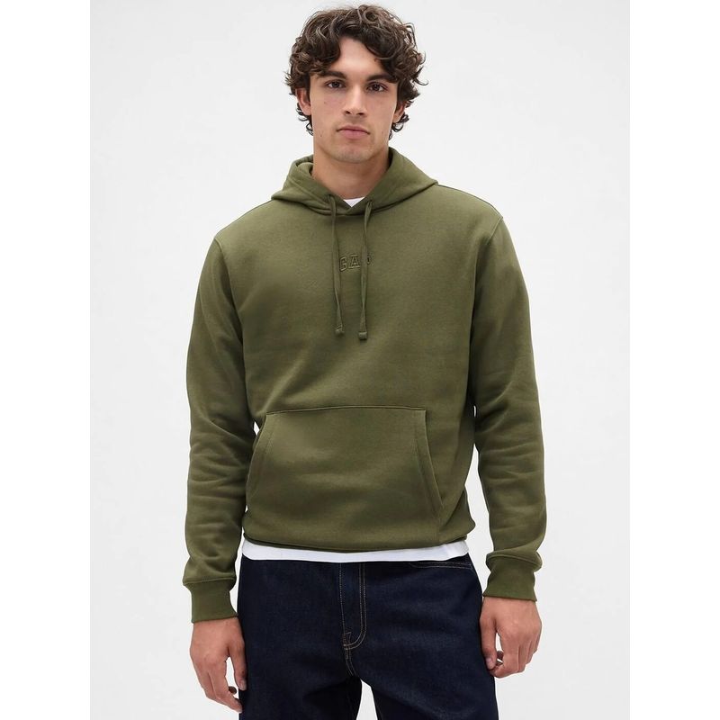 GAP Men's Olive Relaxed Fit Hooded Neck Hoodie (S)