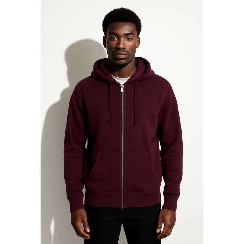 Parcel Yard Men's Wine Hooded Zipper Hoodie (XL)