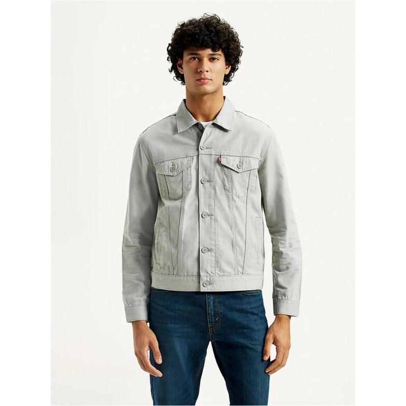 Levi's Mens Solid Light-Grey Trucker Jacket (S)