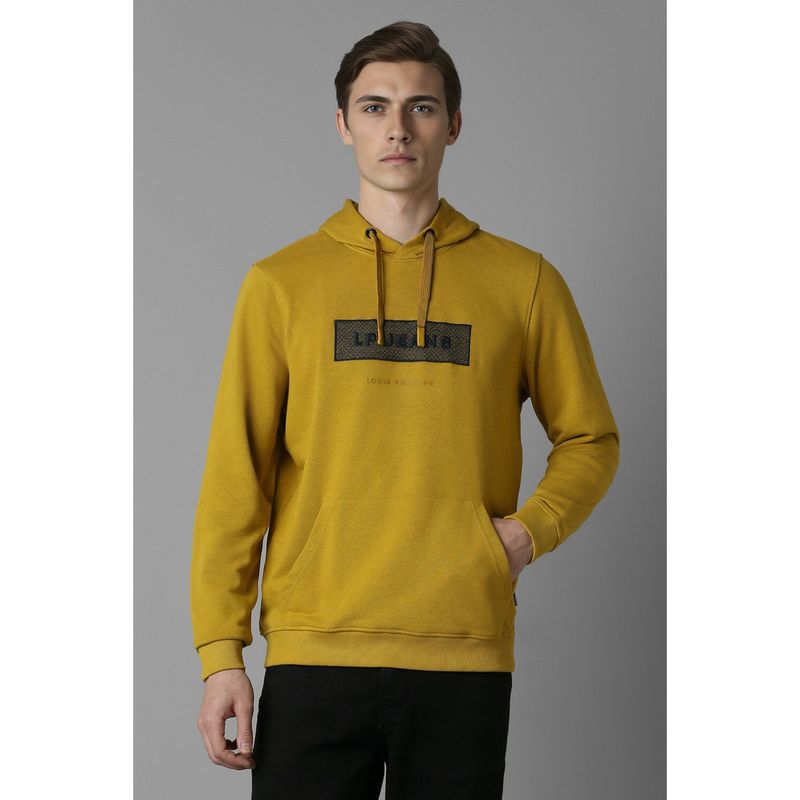 Louis Philippe Men Casual Yellow Embroidered Sweatshirt (M)