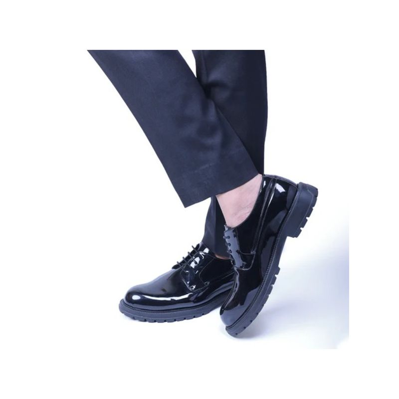 Monkstory Atelier 1990 Patent Lace-Up Derbies - Black (UK 9)