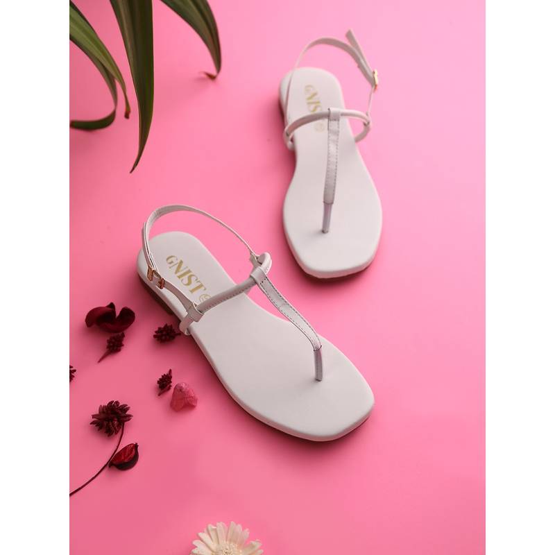 GNIST White Office Plain Flat Sandal (EURO 41)