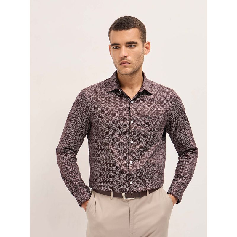 THE BEAR HOUSE Men Brown Printed Formal Shirt (L)