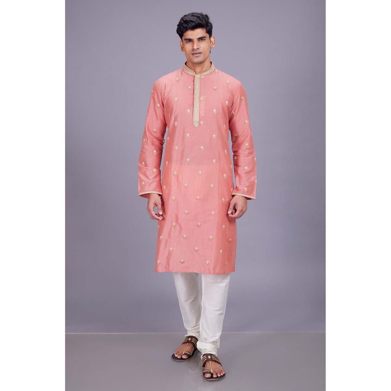 ETHNIC INDIA Embroidered Polyester Pink Regular Straight Kurta (38)