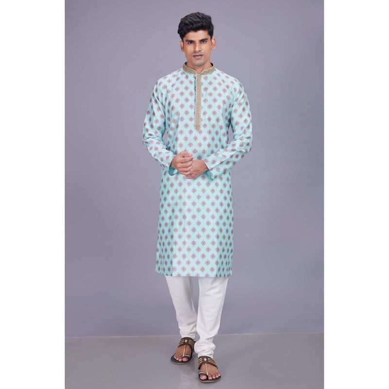 ETHNIC INDIA Ethnic Motifs Polyester Blue Regular Straight Kurta (38)