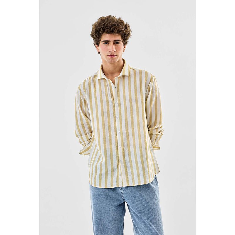 Snitch Yellow Stripes Regular Fit Shirt (M)