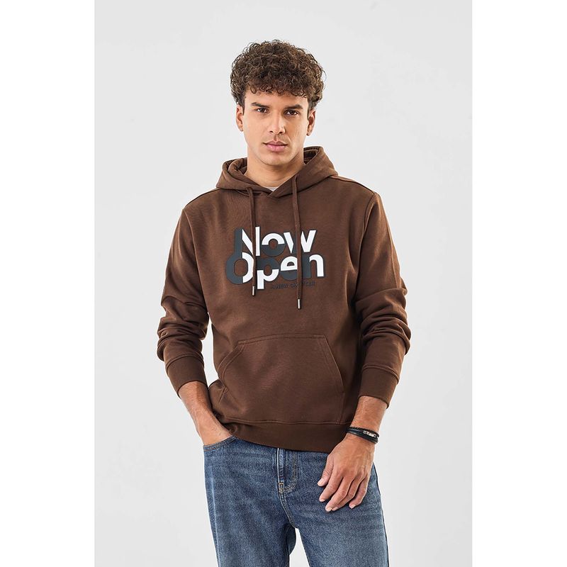 Snitch Brown Printed Oversized Fit Hoodie (M)