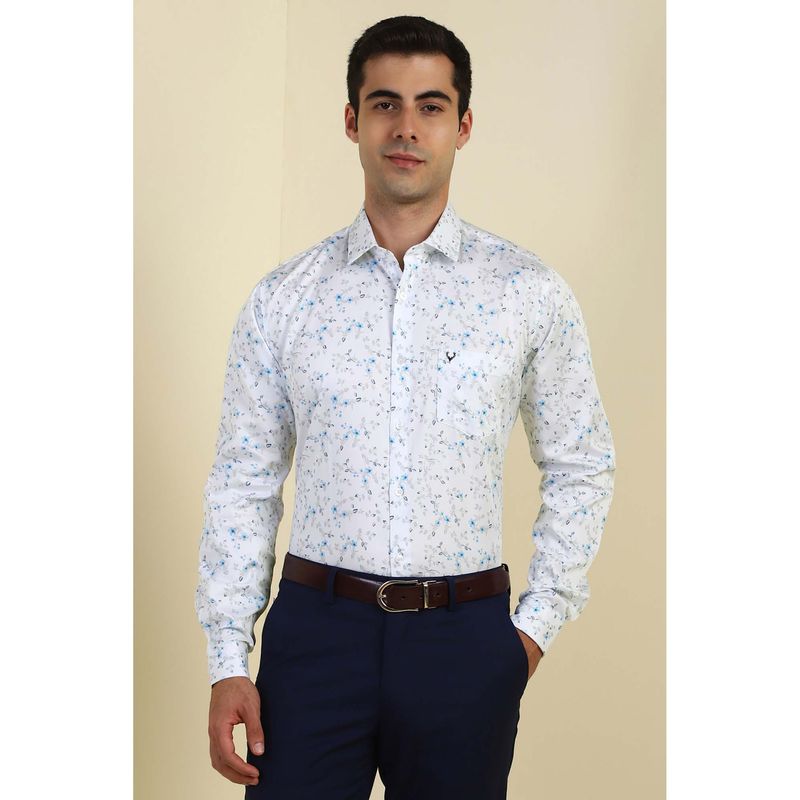 Allen Solly White Printed Slim Fit Shirt (40)