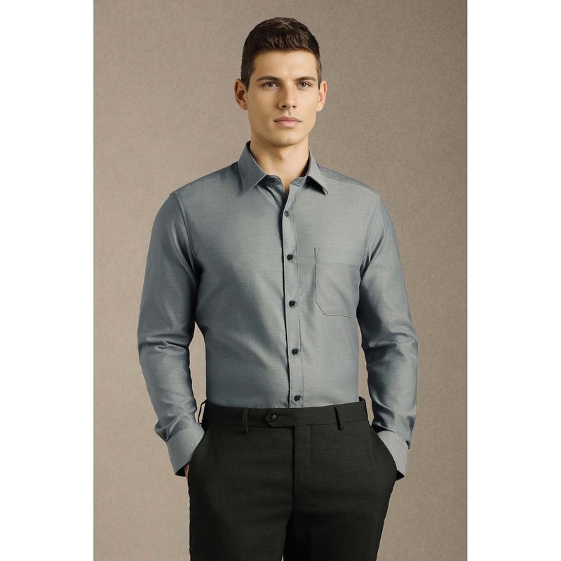 Louis Philippe Mens Grey Easy to Iron Premium Cotton Regular fit Formal Shirt (40)