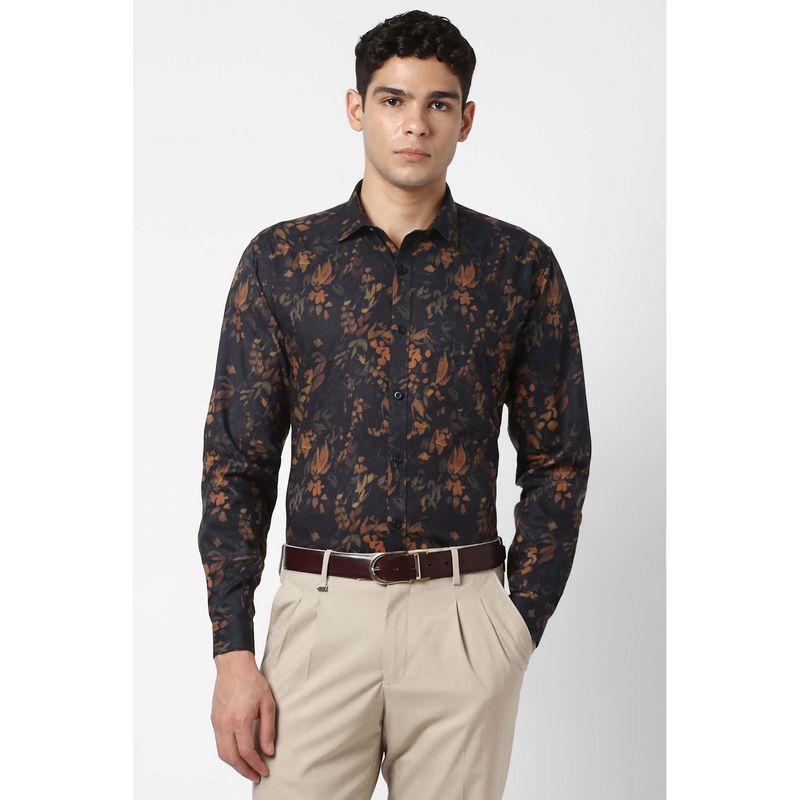 Van Heusen Black Printed Slim Fit Shirt (42)
