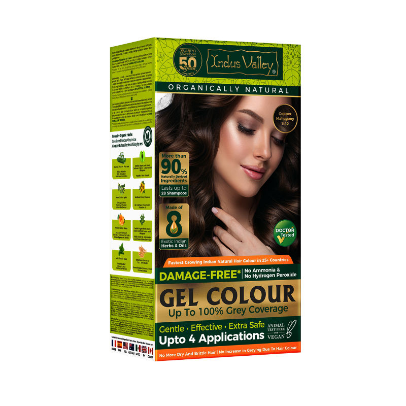 Indus Valley Gel Hair Color 100% Damage-Free, No Ammonia, No Peroxide - Copper Mahogany