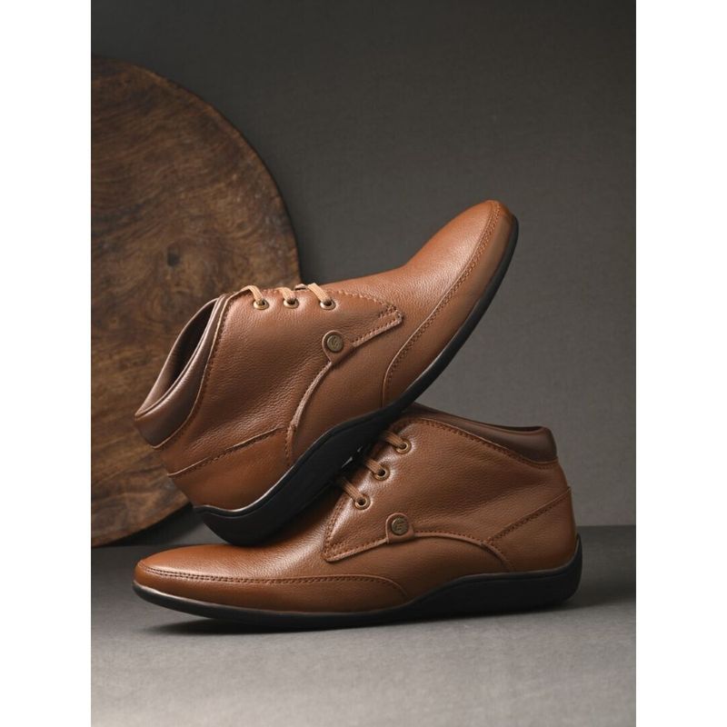 EGOSS Men Comforts Premium Genuine Leather Chukka Boots - Tan (UK 11)