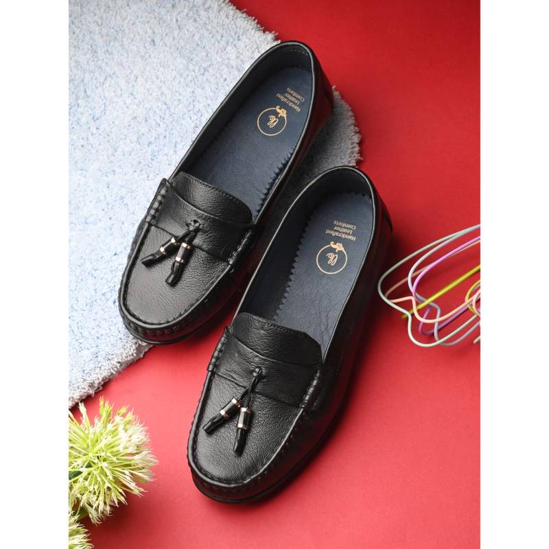 EGOSS Women Lady Boss Premium Genuine Leather Moccasins - Black (EURO 35)