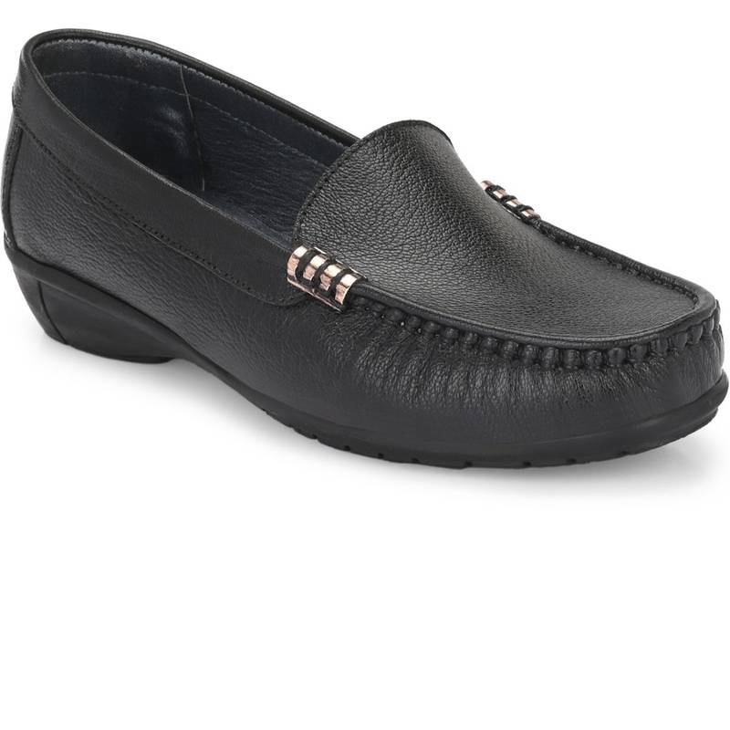 EGOSS Women Lady Boss Premium Genuine Leather Loafers - Black (EURO 35)