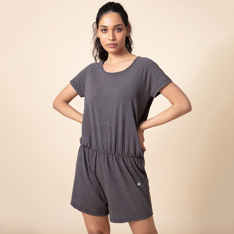 Nykd by Nykaa Chill Pill Supersoft Playsuit , Nykd All Day-NYK 042A - Grey (L)
