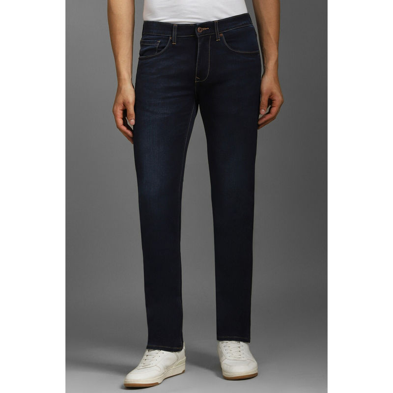 Louis Philippe Men Navy Blue Dark Slim Fit Jeans (32)