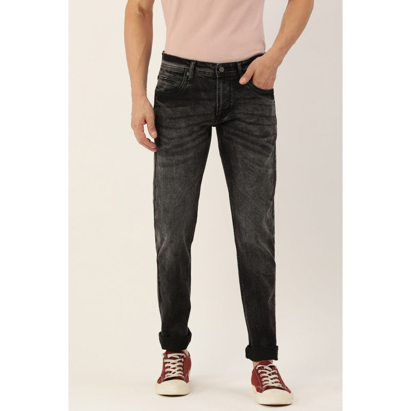 Peter England Men Black Dark Wash Low Skinny Fit Jeans (34)