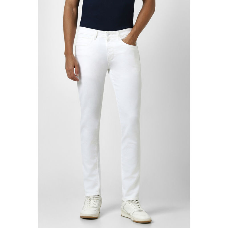 Van Heusen Men White Dark Wash Skinny Fit Jeans (30)