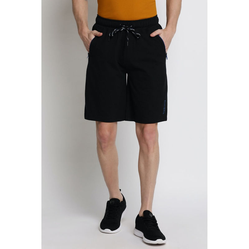 Van Heusen Men Athleisure Antiviral & Zipper Pocket Knit Shorts - Black