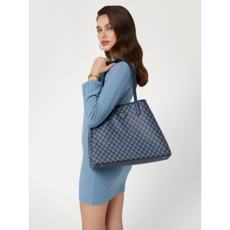 Buy Guess Blue Logo Geometric Vikky Tote Bag & Pouch Online