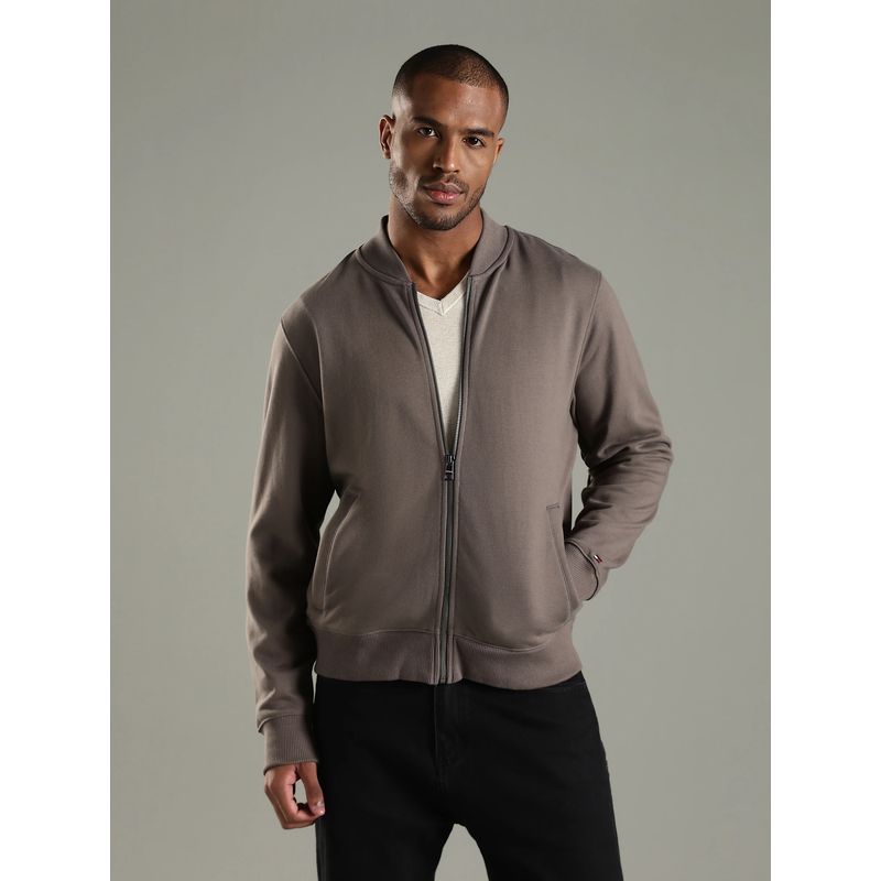 Tommy Hilfiger Grey Solid Regular Fit Cotton Jacket (XS)