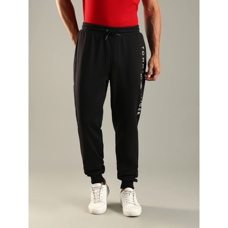 Tommy Hilfiger Men Regular Fit Logo Mid Rise Joggers (L)