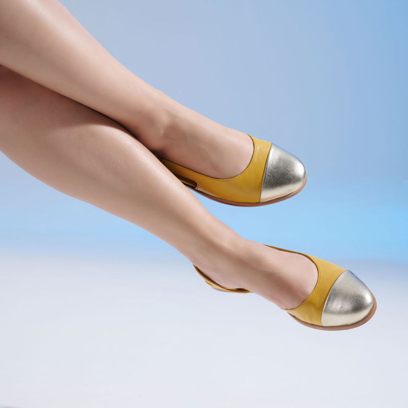 MIORAH Yellow Leather Sandals for Women (EURO 36)