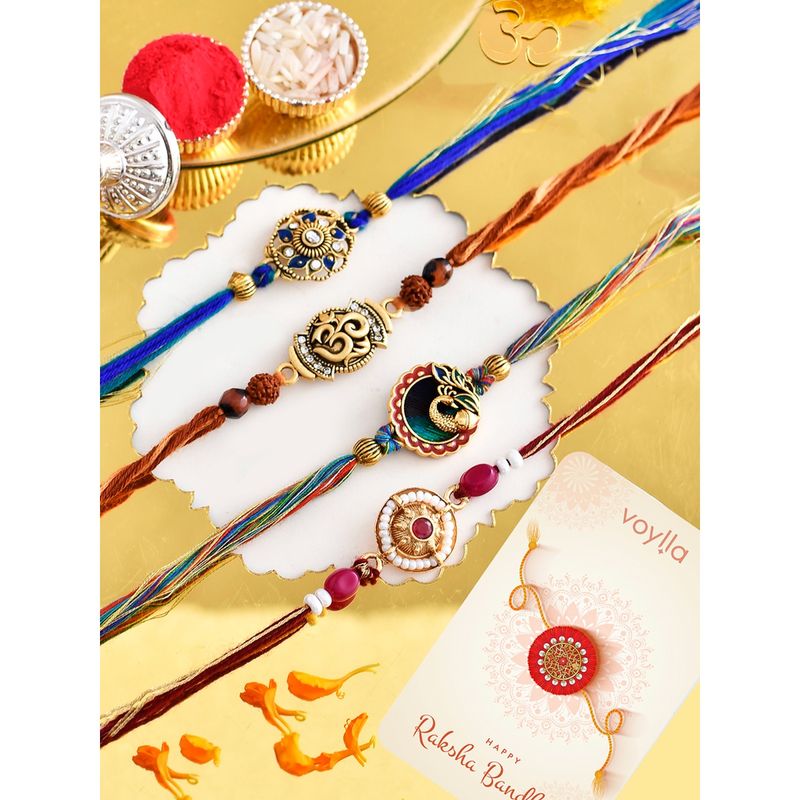 Buy Voylla Traditional and Divine Motifs Thread Rakhi with Roli Chawal ...