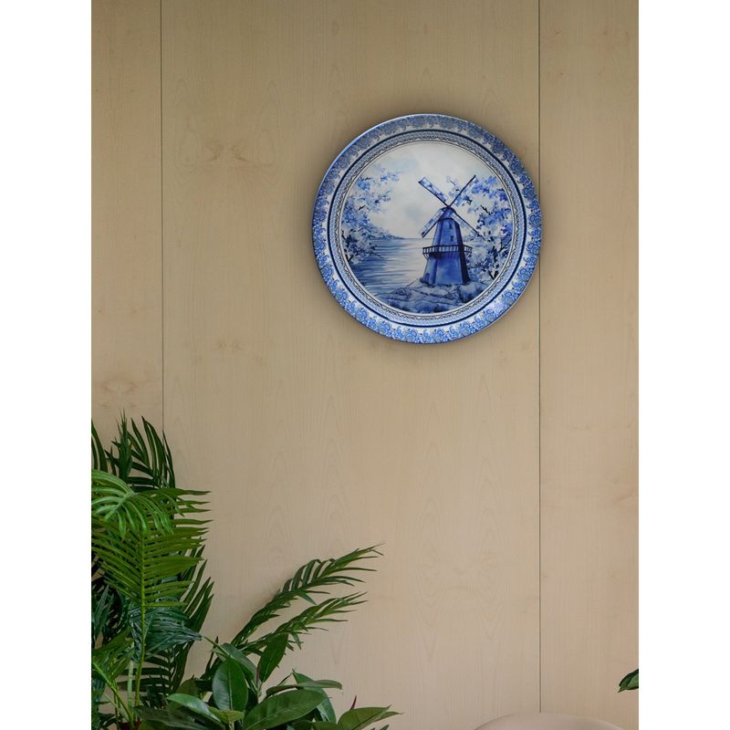 KOLOROBIA Delfware Dutch Blue Pottery Inspired Home Decor Wall Plate 8 Inch