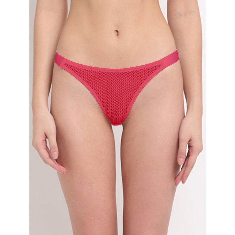 Erotissch Women Pink Self-Design Thongs Briefs Panty (M)