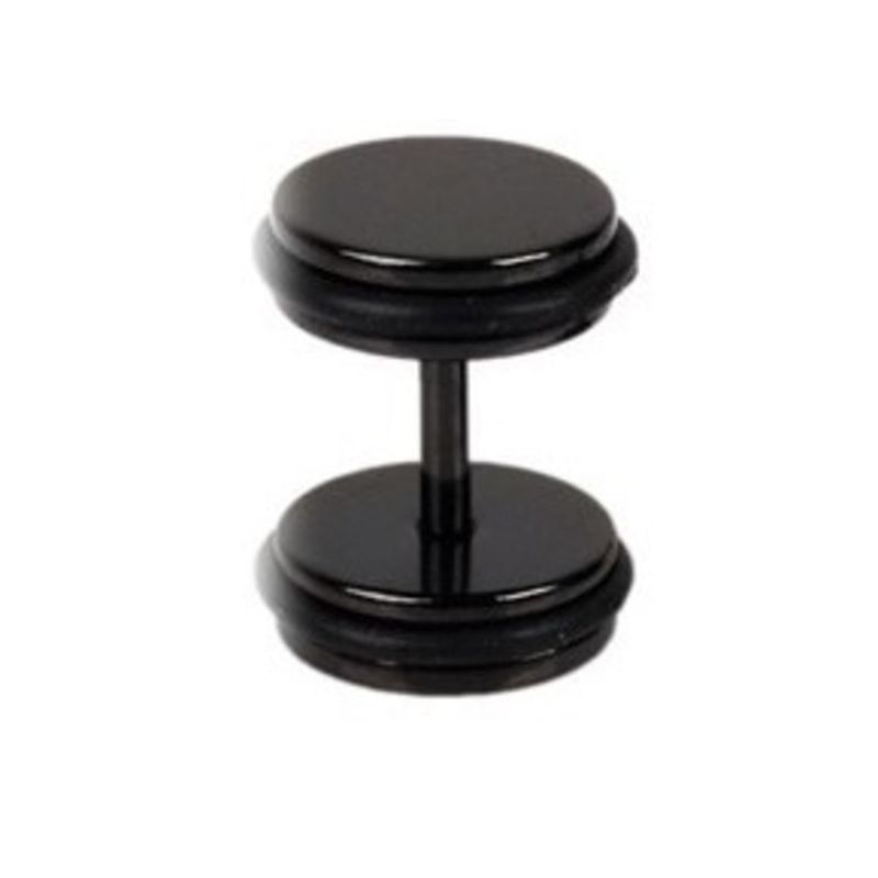 OOMPH Jewellery Single Piece Of Black Dumbbell Stainless Steel Stud Earring For Men Boys