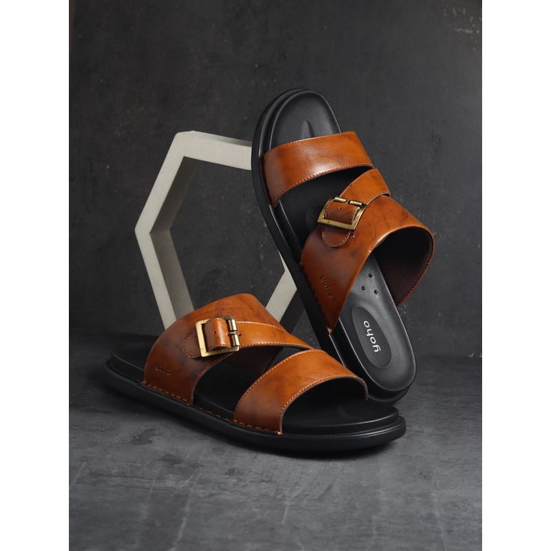 Yoho Tan Leather Sandals for Men (UK 6)