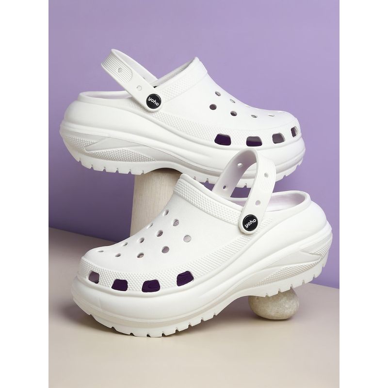 Yoho White Jumbo Clogs for Women (UK 5)