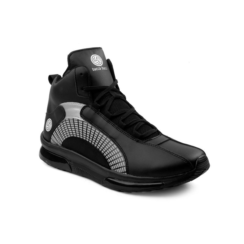 Bacca Bucci Superstar 2.0 High Top Sneakers Streetwear Shoes Dual Air Cushion Black (UK 10)