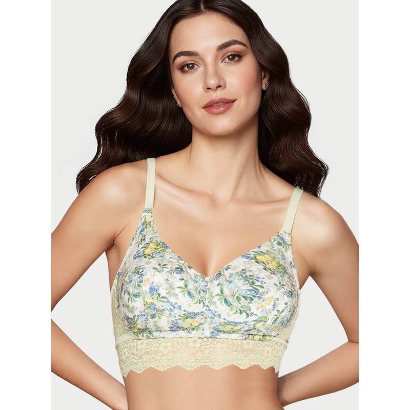 Enamor Green Modal Floral Bra (34B)