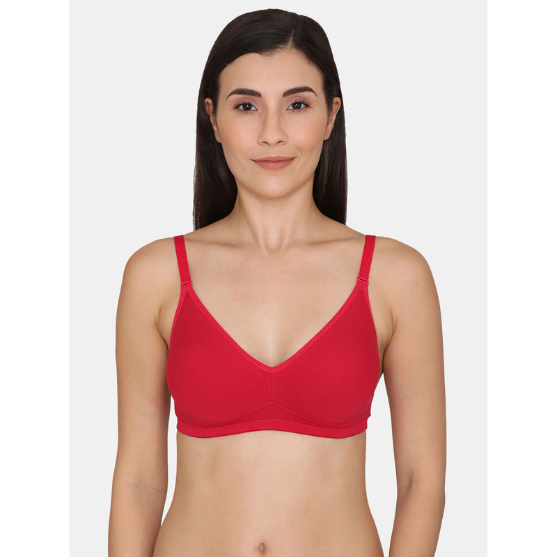 Zivame Beautiful Basics Double Layered Non Wired 3/4Th Coverage Backless Bra - Cerise (36B)