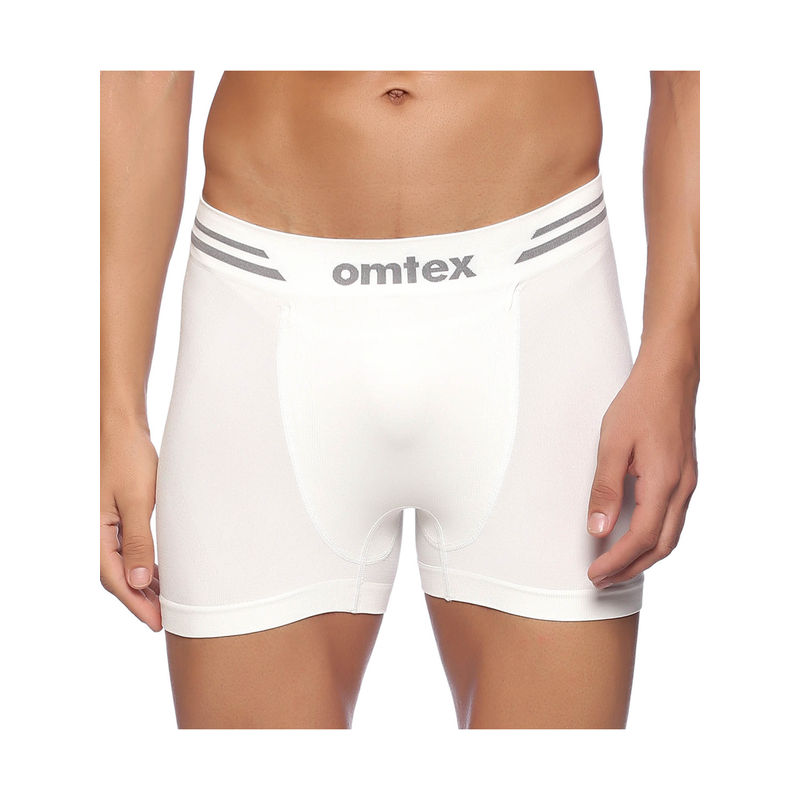 Omtex Mens Athletic Seamless Short Stretchable - White (M)