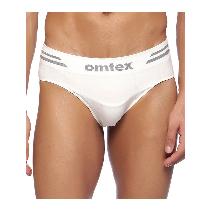Omtex Athletic Seamless Cotton Brief Full Covered - White (L)