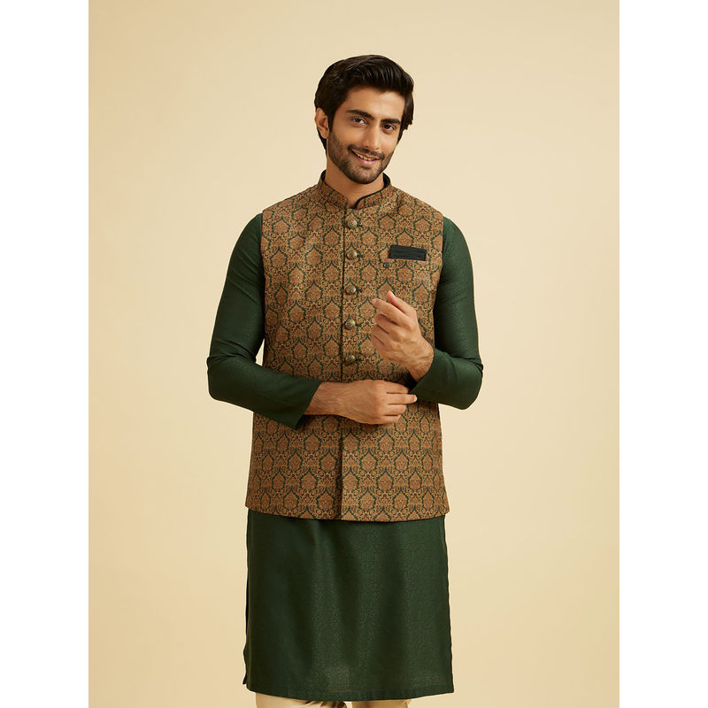 Manyavar Mustard Blended Viscose Jacket (S)
