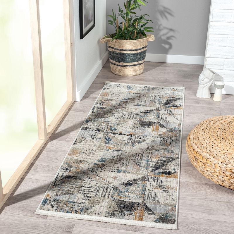 OBSESSIONS Anti-Static Power Loomed Bedside Runner, Teal and Cream (2x5 Feet)