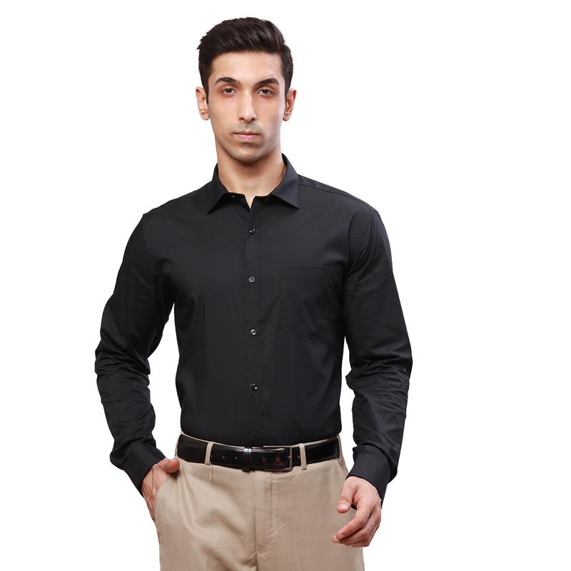 Park Avenue Slim Fit Solid Black Shirt (44)