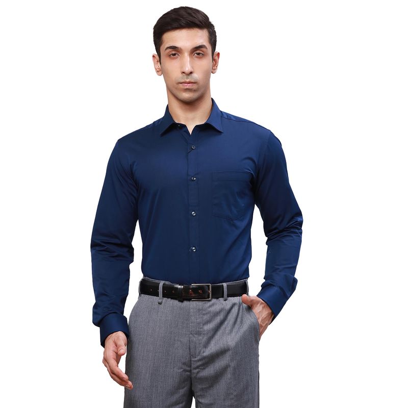 Park Avenue Slim Fit Solid Dark Blue Shirt (39)