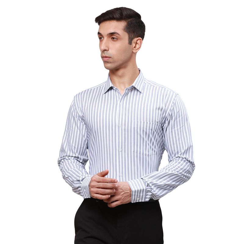 Park Avenue Slim Fit Striped White Shirt (40)