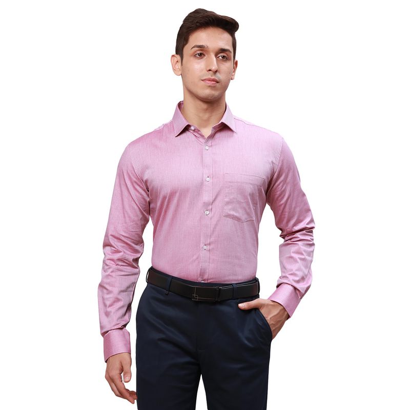 Park Avenue Slim Fit Striped Dark Pink Shirt (46)