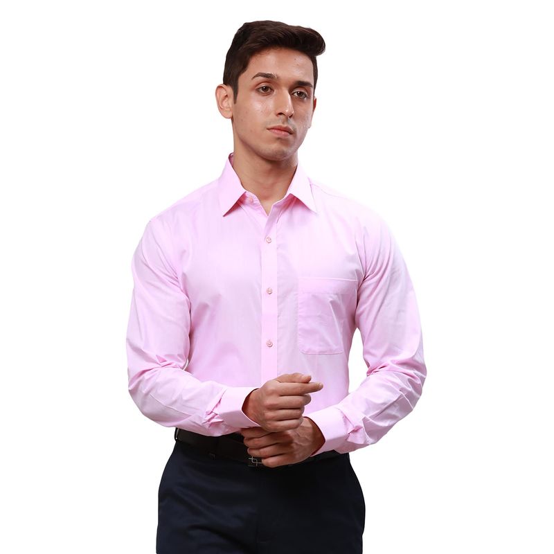 Raymond Slim Fit Solid Pink Shirt (44)